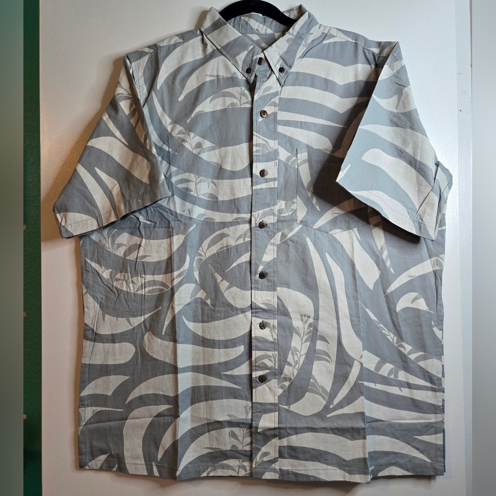 Sig Zane x Servco Men's Gray Aloha Shirt NWT Sz L Pit to Pit 26" Lenght 32"